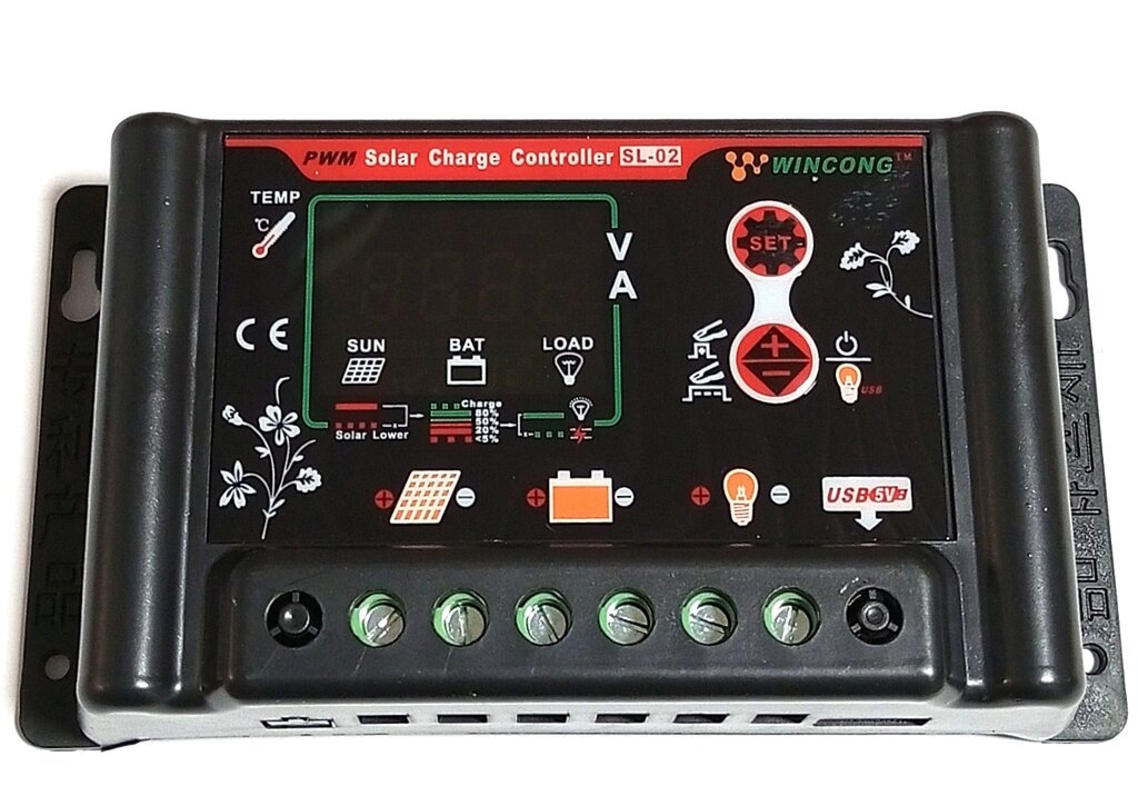 Контролер 30A PWM (ШИМ) Wincong SL02B-W 12/24В, 1хUSB від компанії ПО СПЕЦАНТЕНИ Зв'язок без перешкод! - фото 1