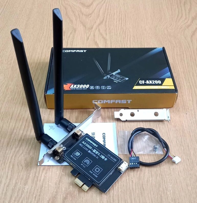 Мережева карта Wi-Fi 6 двочастотна 2.4/5.8 ГГц ігрова COMFAST AX200 PRO PCI-E 3000 Мбіт/с, Bluetooth 5.2 від компанії ПО СПЕЦАНТЕННИ Зв'язок без перешкод! - фото 1