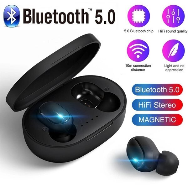 Міні-навушники A6S з Bluetooth 5,0 3D Hi-Fii стерео, водонепроникні, із зарядним чохлом від компанії ПО СПЕЦАНТЕННИ Зв'язок без перешкод! - фото 1