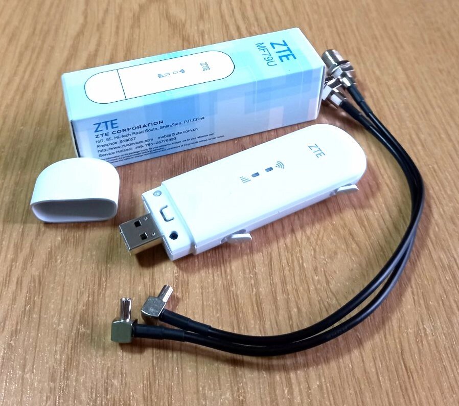 Модем 3G/4G LTE MiMO USB Wi-Fi ZTE MF79U (B1/B3/B7/B8/B20/B38/B40/B41) + 2 антенні адаптери TS9 від компанії ПО СПЕЦАНТЕННИ Зв'язок без перешкод! - фото 1