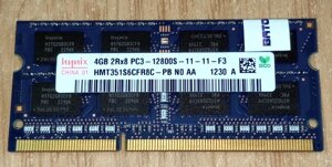 Оперативна пам'ять sodimm HYNIX 4GB 2rx8 PC3-12800S-11-11-F3 DDR3 1600mhz (HMT351S6cfr8C-PB N0 AA ) для ноутбуків