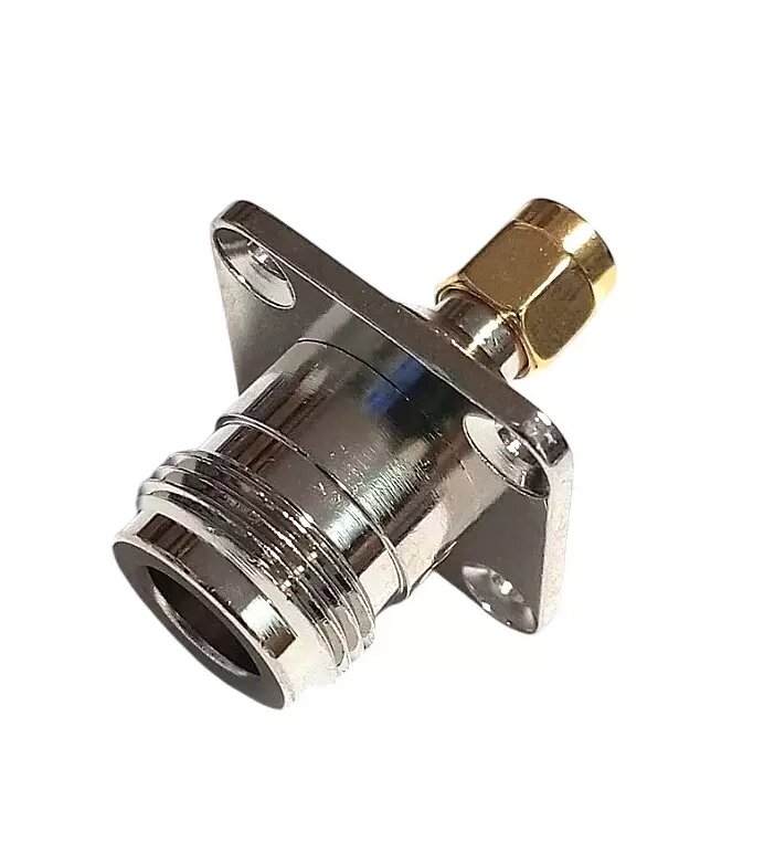 Перехідник SMA-male (штир) - N-female (гніздо), фланець 4 отвори 25х25 мм від компанії ПО СПЕЦАНТЕНИ Зв'язок без перешкод! - фото 1