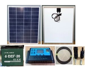 Комплект резервного живлення (сонячна панель 100 Вт, контролер 20А, акумулятор 12 В 20 Ач)