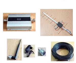 Підсилювач мобільного зв'язку MS-9011-G GSM 4G 900 МГц із зовнішньою антеною 11 дБ та внутрішньою круговою, 100 кв. м.