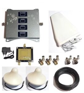 Підсилювач 3G/4G LTE інтернету та зв'язку HB-CGDW 900/1800/2100/2600 МГц з антенами, комплект, 500-700 кв. м.