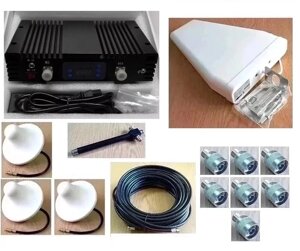 Підсилювач 4G сигналу KW23F-PRO 1800 MГц з зовнішньої логоперіодічеськие антеною і 3-ма круговими антенами, 1000 кв. м.