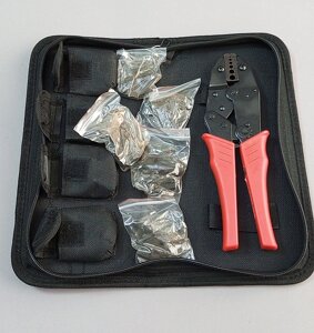 Прес-кліщі кримпер з набором матриць (5 шт. додатково) з чохлом для обтиску конекторів та роз'ємів (82502)