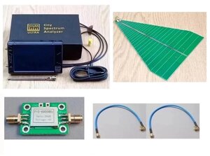 Аналізатор спектру частот TinySA ULTRA 4" 6GHz з антеною 6 дБ, ВЧ підсилювачем 20 дБ, пігтейлами, комплект