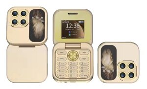 Мобільний телефон складаний CERVO i17B Mini Flip 2G 1.77", 2 SIM карти, ліхтар, FM радіо, золотий