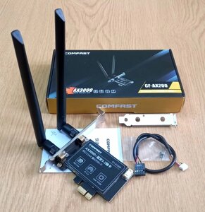 Мережева карта Wi-Fi 6 двочастотна 2.4/5.8 ГГц ігрова COMFAST AX200 PRO PCI-E 3000 Мбіт/с, Bluetooth 5.2