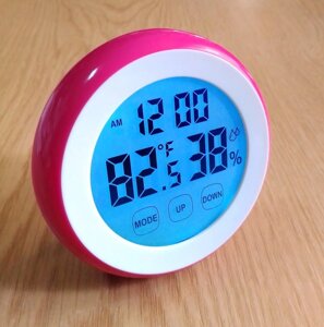 Годинник-будильник + термометр гігрометр, сенсорний екран, магнітне кріплення. Вітринний зразок.