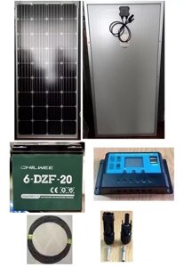 Комплект автономного живлення (сонячна панель 200 Вт, контролер 20А, акумулятор 12 В 20 Ач)