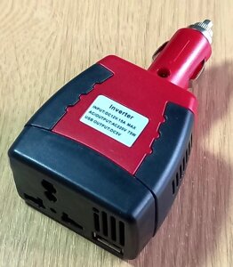 Перетворювач напруги (інвертор) 75Вт OOTDTY DC 12В to AC 220В c USB виходом 5В