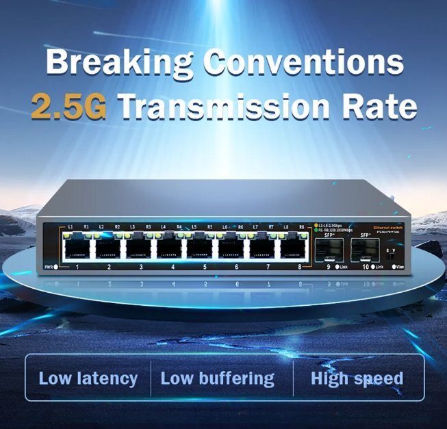 Комутатор мережевий гігабітний 2.5Gх8 RJ45 портів, 10Gх2 SFP порту, Ethernet Switch - фото pic_5cc9cca62bd2c6ac0689930605808b9a_1920x9000_1.jpg