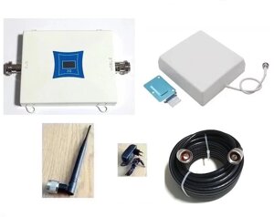 Підсилювач мобільного сигналу WNG-2116-W 2100 МГц із зовнішньою панельною та внутрішньою круговою антеною, до 150 кв. м