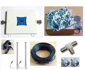 3G/4G підсилювач мобільного сигналу WNG-2116-W 2100 МГц із зовнішньою панельною та внутрішньою круговою антеною, 150 м²