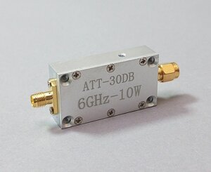 Атенюатор ATT-30 DB-10W, в діапазоні від 0.01 до 6 ГГц, SMA-male/SMA-female