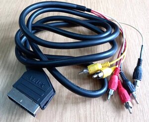 Аудіо-, відео кабель SA-011, 1хScart - 6хRCA, 1,5 м. Уцінка.