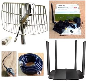 8 Вт Wi-Fi репитер підсилювач (бустер) EDUP EP-AB003 802.11b / g / n 2400 МГц з параболічною антеною 15 дБ та роутером