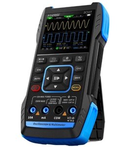 Осцилограф, мультиметр, генератор сигналів 3 в 1, 2-канальний 2х50MHz FNIRSI 2C53T, 3000mAh (83146)