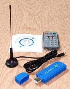 Радіосканер, скануючий SDR радіоприймач 24 МГц - 1.7 ГГц RTL2832U FC0012SP з антеною, пультом та диском