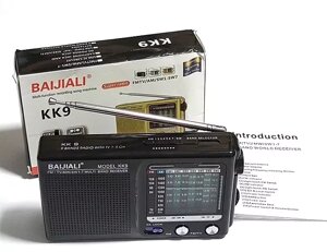 Радіоприймач FM/AM/SW, живлення 2хАА (у комплекті), KK9 Weather Radio, чорний