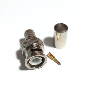 Роз'єм BNC-male (штир) на кабель RG6 RG5 LMR300 RG304 5D-FB РК-7 H155, Crimp (обжим)