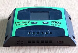 10A PWM (ШИМ) контролер заряду акумуляторів від сонячної панелі UKC LD-510A-U 12/24В LCD дисплей, 1хUSB