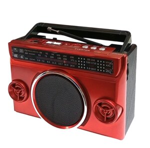 Радіоприймач-колонка FM/AM/SW RT-882EV з MP3 (USB/SD), Bluetooth, AUX, червоний