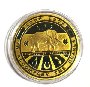 Сувенірна монета-амулет на удачу, колекційна монета з 4-листовою конюшиною, золотистого кольору