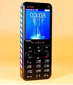 Телефон мобільний 2G 2.8" 480x320, 4хSIM, Power bank, 5350 мАч Happyhere DJ1000, чорний