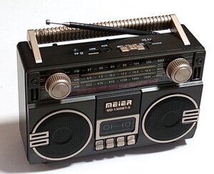 Радіоприймач вінтажний FM AM SW, MP3-плеєр (USB/TF)/Bluetooth/AUX, 2 динаміки, сонячна панель, акумулятор 18650
