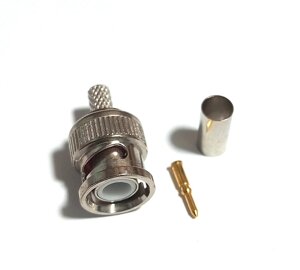 Роз'єм BNC-male (штир) на кабель RG58 RG59 RG142 RG223 LMR 195 LMR200 3D-FB SYV50-3, Crimp (обжим)