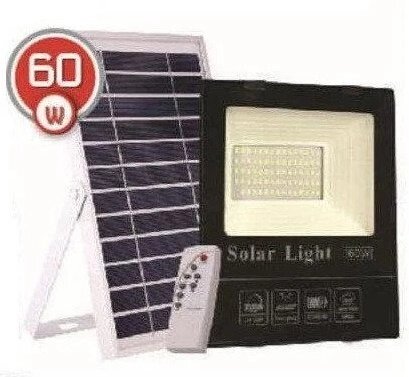 Ліхтар на акумуляторі, LED світильник 60 Вт із сонячною панеллю 20Вт, акумулятор 16000м Aч, пульт ДУ - знижка