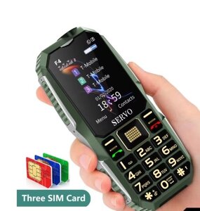 Телефон мобільний 2G 2.4" 240x320, 3хSIM, Power bank, 2500 мАг, ліхтар, FM, SERVO F4