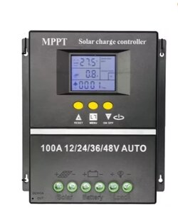 Контролер 100A MPPT 12V 24V 36V 48V Auto, LCD дисплей, max. PV 100V DC, 7 режимів роботи, SY-SLCD-100