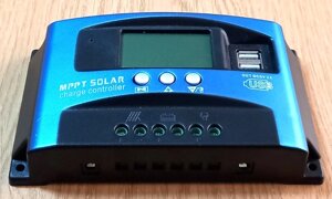 50A MPPT контролер заряду акумуляторів від сонячної панелі 12 / 24В з ЖК-дисплеєм, 2-мя USB портами