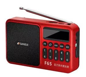 FM радіоприймач F65SAN MP3 (TF/USB) Bluetooth 5.3 AUX, акумулятор 18650, бездротовий міні-динамік, червоний