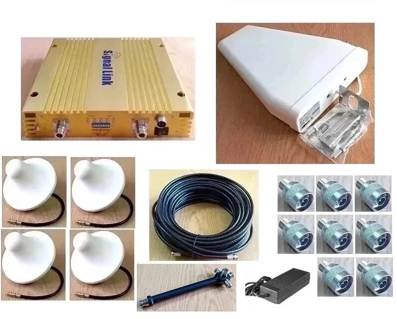 Підсилювач GSM сигналу Huaptec S27-9080G PRO 900 MГц із зовнішньою логоперіодичною та 4-ма внутрішніми антенами, 3000м² від компанії ПО СПЕЦАНТЕНИ Зв'язок без перешкод! - фото 1