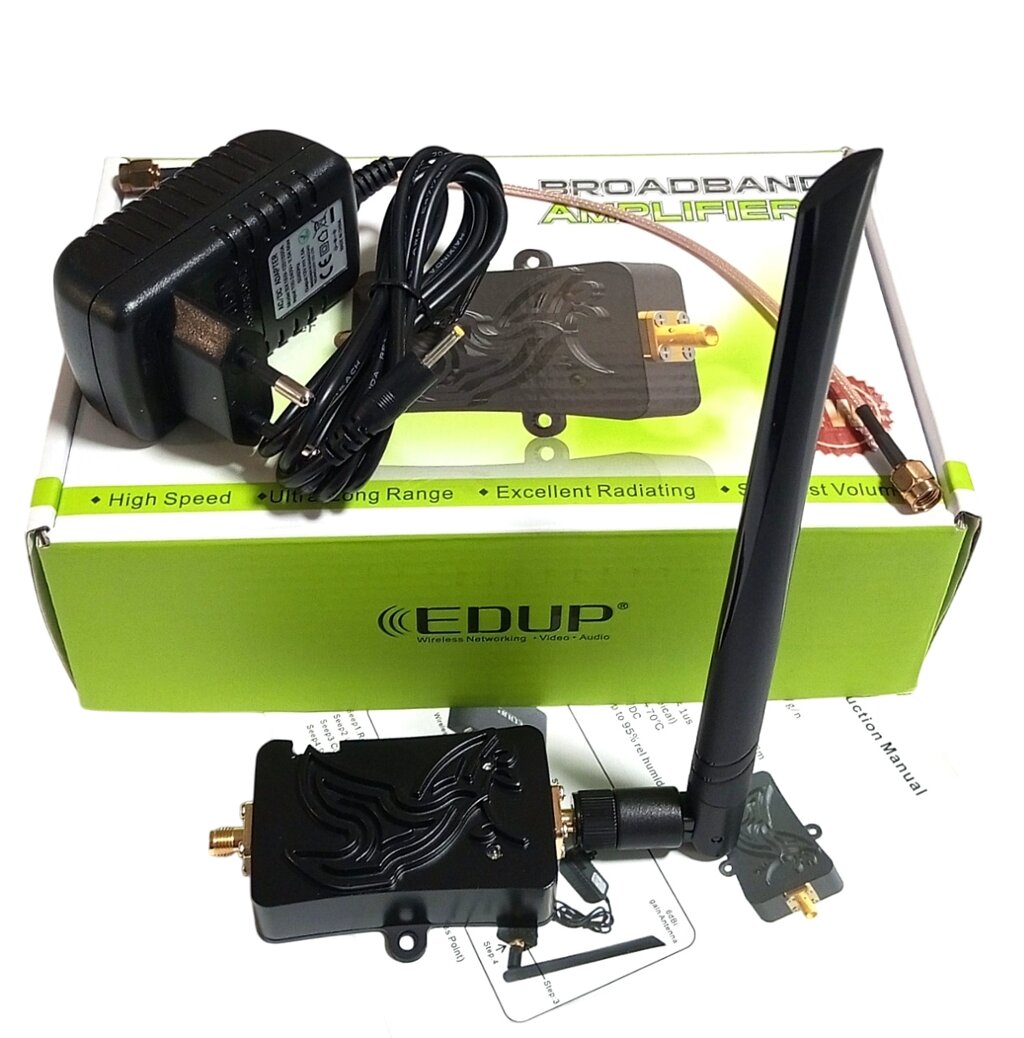 Підсилювач розширювач сигналу Wi-Fi (бустер) 2,4 ГГц 4 Вт (36 дБм), оригінал EDUP EP-AB007 від компанії ПО СПЕЦАНТЕНИ Зв'язок без перешкод! - фото 1