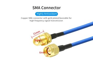 Пігтейл (перехідник) SMA-male (штир) - SMA-female (гніздо), кабель RG-141, 30 см