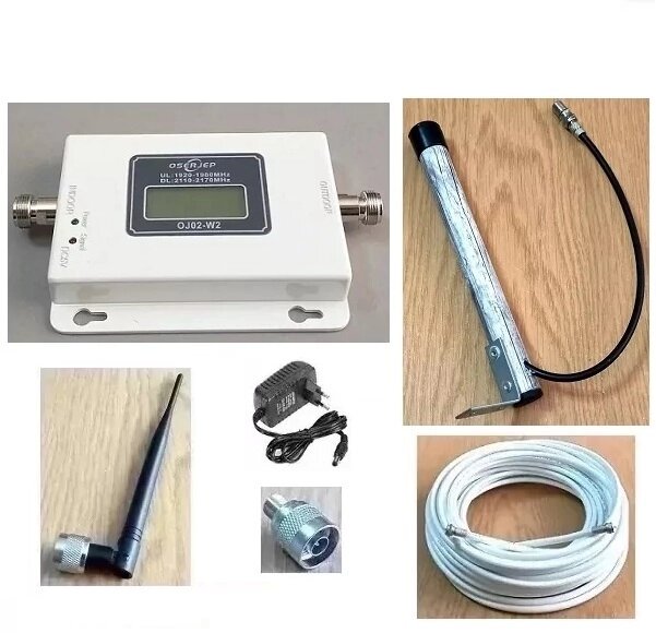 Репитер підсилювач інтернету і голосового зв'язку 3G/4G LTE 2100 МГц OSP-2115-W (комплект). Площа покриття 200 кв. м. від компанії ПО СПЕЦАНТЕНИ Зв'язок без перешкод! - фото 1