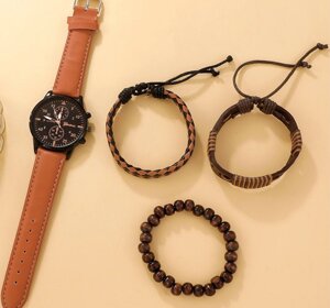 Розкішний набір браслетів і чоловічий годинник, подарунковий набір