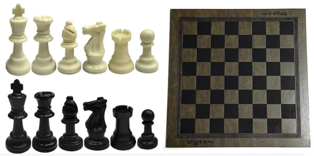 Шкіряна шахівниця 33.7х3.7 см з шаховими фігурами 32 шт. (висота короля 95 мм) від компанії ПО СПЕЦАНТЕНИ Зв'язок без перешкод! - фото 1