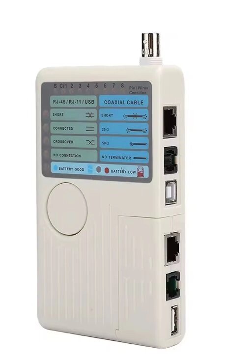 Тестер мережевих кабелів 4 в 1 RJ45/RJ11/USB/BNC, професійний багатофункціональний (831267) від компанії ПО СПЕЦАНТЕНИ Зв'язок без перешкод! - фото 1
