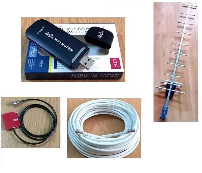 USB Wi-Fi модем H760UFI-2521 з спрямованою антеною АТК-11 (14 дБ) 4G 900 МГц, антеним адаптером, 10 м кабелю RG-6U від компанії ПО СПЕЦАНТЕННИ Зв'язок без перешкод! - фото 1