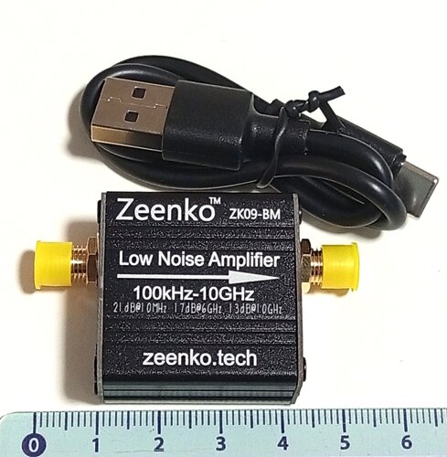 Усилитель радиосигналов LNA 100kHz-10GH 21dB, cо встроенным