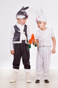 Новорічні костюми для дітей "Зайчики"сірий і білий)