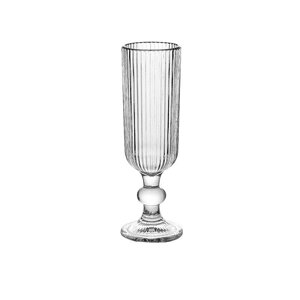 Келих для шампанського фігурний прозорий ребристий з товстого скла Сірий