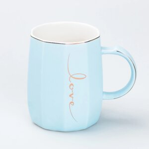 Чашка керамічна для чаю та кави 400 мл Love Блакитна